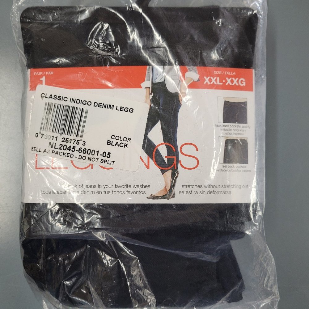 No Nonsense, Black Jean Leggings with Pockets XXL 20-22